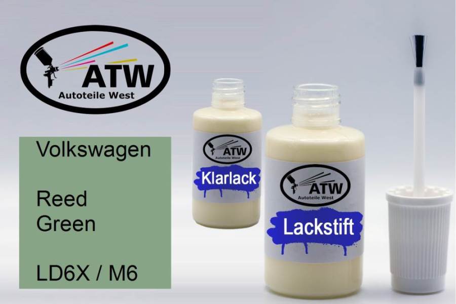 Volkswagen, Reed Green, LD6X / M6: 20ml Lackstift + 20ml Klarlack - Set, von ATW Autoteile West.